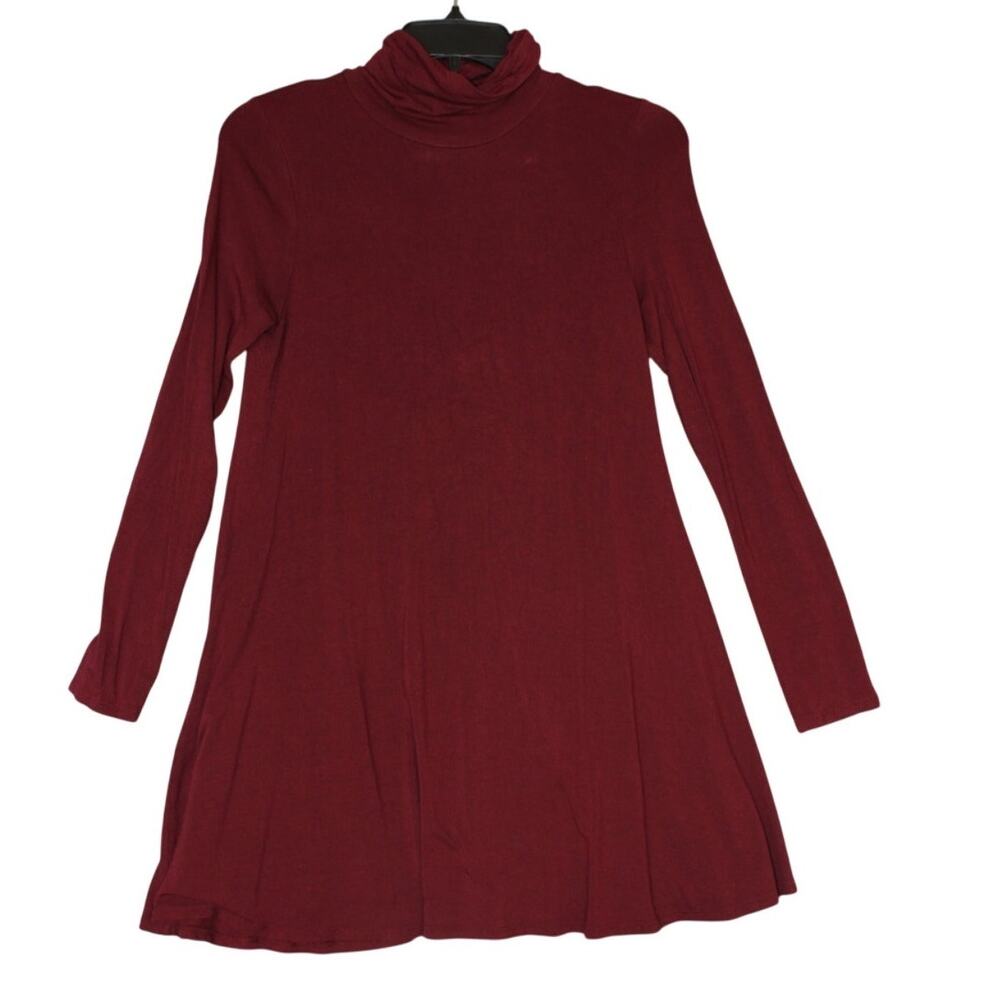 Lulus Womens Small LS Wine Knee Length Cotton Flair Skater Dress‎ Small